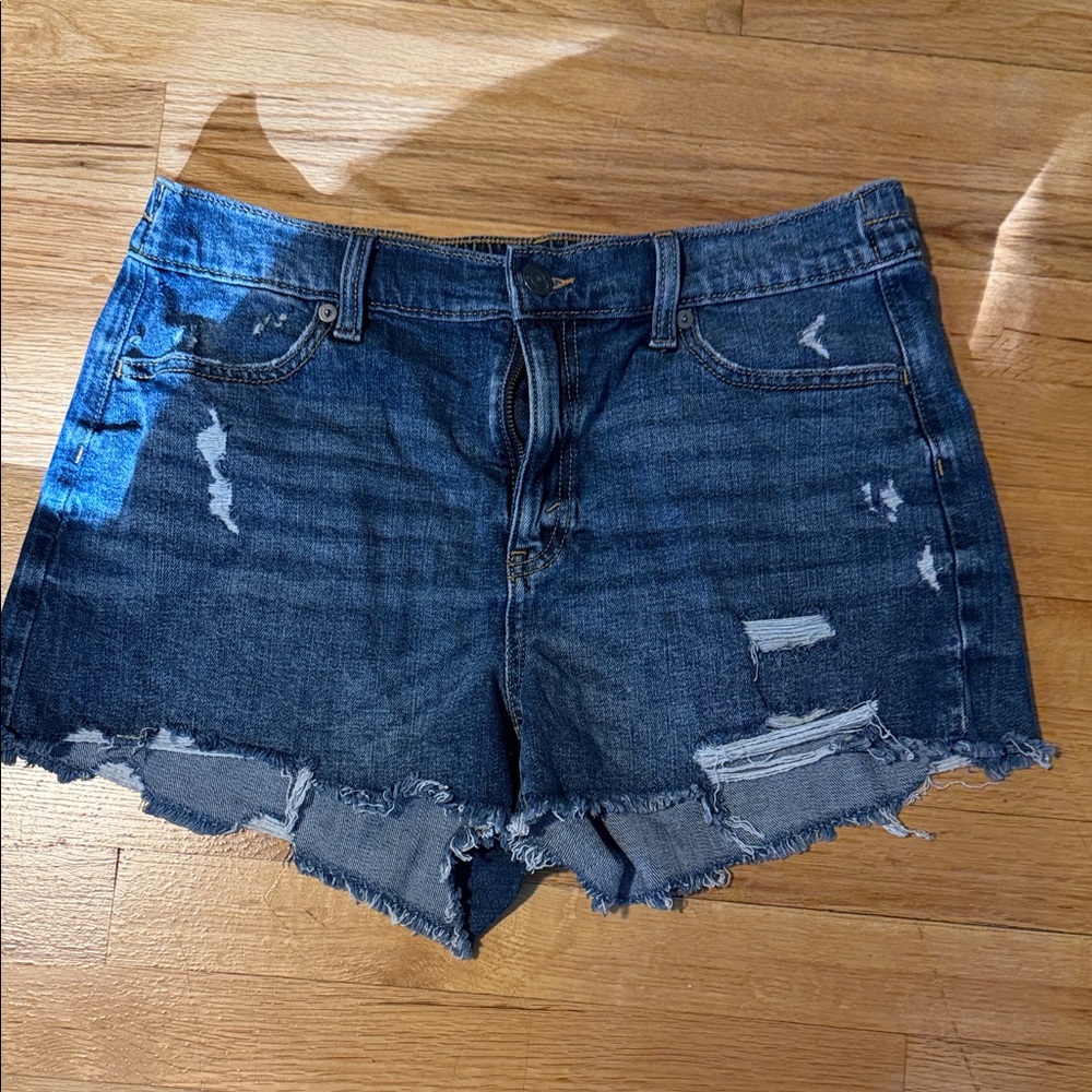 Aerie Blue Distressed Jean Shorts